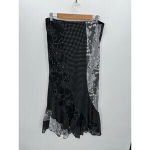 Clothing Co Midi Skirt Women Large Y2K 90s Fairy Grunge Whimsigoth Ruffle Dark